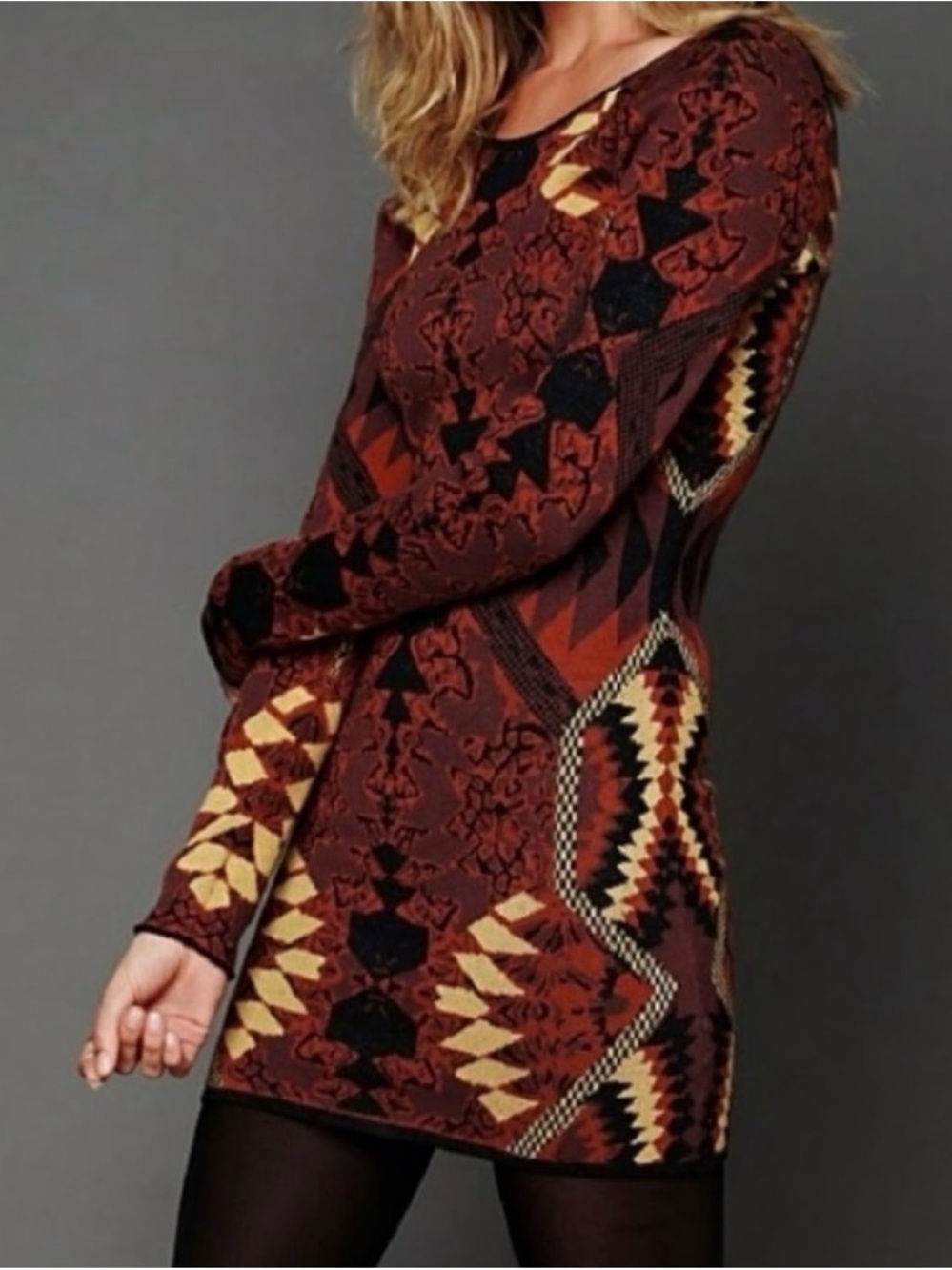 Free People intarsia knit sweater dress - Picture 2 of 7